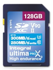 Integral 128GB UHS-II SD Card V90 Up to 300MBs Read and 280MBs Write Speed 1866X SDHC Professional High Speed Memory Card