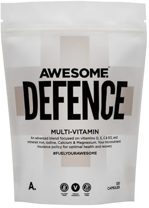 Awesome Health Defence - Vegan Multivitamin Tablets – Multi-Vitamin & Multinutrient Supplement – 120 Capsules – Vitamin D,C,E – Immune Support, Antioxidant Protection – Vegan Supplement