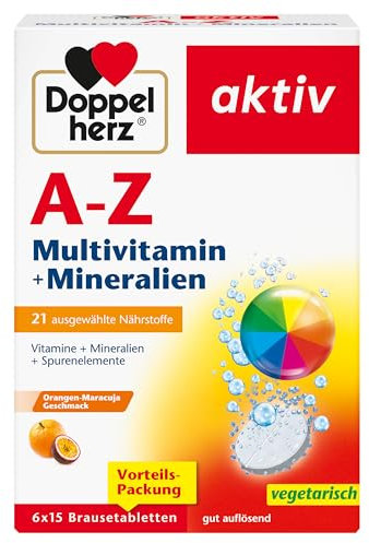 Doppelherz A-Z Multivitamin + Mineralien - 21 ausgesuchte Nährstoffe zur Unterstützung der Gesundheit und des Wohlbefindens - 6 x 15 Brausetabletten