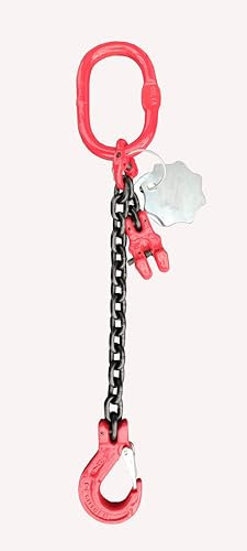 Kettengehänge 1-Strang 6mm nach EN 818-4 hochfest und geprüft Tragfähigkeit:1,12t Beschlagteile nach EN 1677-2 Anschlagkette Krankette Länge:3m mit Verkürzungsklaue