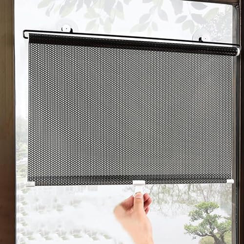 Verdunkelungsrollo, Saugnapf-Thermo-Rollos, stanzfrei einziehbarer Balkon-Sonnenschutz, Sonnenschutz-Isolierung, Schattierungsvorhang, Fenster-Rollo, Küche, Büro, Auto, Sichtschutz (B 58 x H 125 cm (2