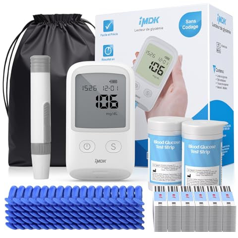 Blood Glucose Test Kit for Diabetes: IMDK Clinically Accurate Blood Sugar Monitor Testing Kits, 50 Glucometer Strips, 50 Lancets, and 1 Lancing Device (-in mmol/L)