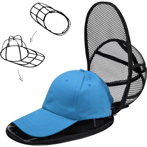 [1 pièce] Lave Casquette Machine a Laver, Porte-Capuchon et Housse en Filet avec Fermeture Éclair pour Empêche la Déformation de la Casquette, Accessoires pour Machine à Laver, Noir