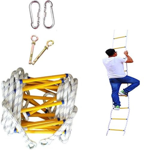 Feuerleiter-Strickleiter für Zuhause – maximale Tragfähigkeit 420 kg – 2/3/4 Etagenhöhe – Fenster-/Balkonhaken – erhältlich in Längen von 3 m bis 50 m!,10m/32,8ft