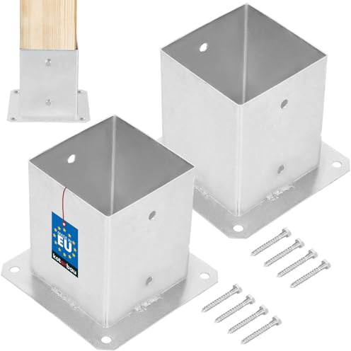 KOTARBAU® Stolpfot Stolpfäste 120 x 120 mm Fyrkantiga trästolpar Stolpar markhylsa Varmförzinkad