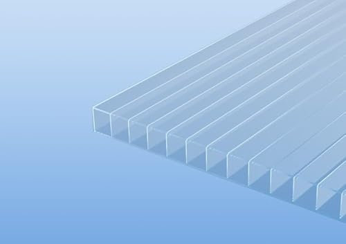 Polycarbonat Hohlkammerplatten Doppelstegplatten 10 mm - glaklar und opal-weiß ab 12,90 Euro/m² (glasklar, 6000 x 1050)