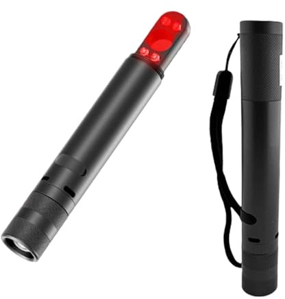 Portable 3 in 1 LED Zoomable Flashlight with Hidden Camera Detectors and Door Alarm Warning,Rechargeable Self Protective Tactical Flashlight for Travel,Camping,Emergency,Gifts For Men&Women (Black)