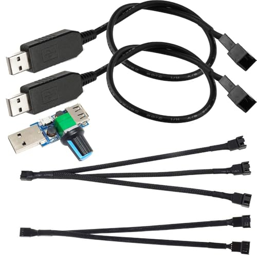 Gebildet 2pcs Cable Adaptador de Corriente para Ventilador con Funda USB de 12V,3pines/4pines PWM,5V,Regulador de Velocidad del Viento del Ventilador,Cable Divisor PWM de 2vías/PWM de 3vías