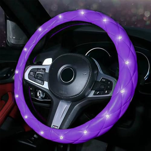 Flaconi Funda Volante Coche,Funda Volante Coche Universal,Funda de Volante de Coche,Accesorios Coche Interior,Bling Protector Volante Coche,para la mayoría de Volantes con un diámetro(Púrpura)