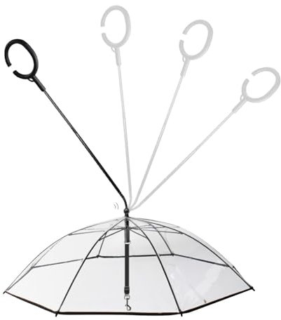 Regenschirm für Hunde mit Leine, C-förmiger Griff, verstellbare Hundeleine für Hunde, Winkel verstellbar, transparenter Regenschirm für Hunde mit Leine für kleine Haustiere, Single Attribute, Consulte