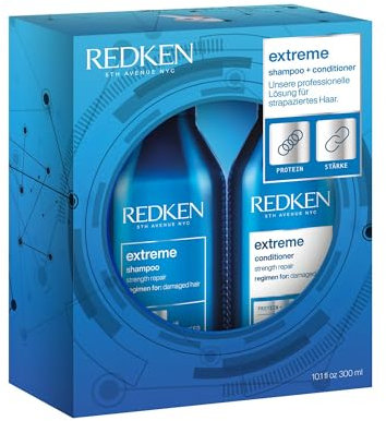 Redken Pflegeset für sprödes und geschädigtes Haar, Anti Haarbruch, Mit Interlock Protein Network, Extreme Shampoo 300 ml & Conditioner 300 ml