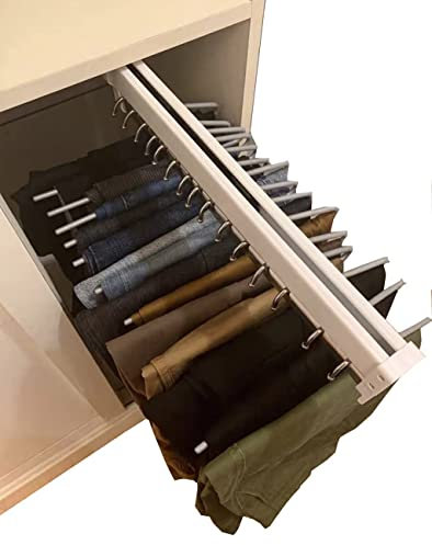 Ausziehbare Kleiderstange 30–60 cm, weiße ausziehbare Kleiderstange zur Aufbewahrung von Hosen und Kleidung, verstellbare Kleiderstange im Kleiderschrank, platzsparend (Farbe: Weiß, Größe: 550 mm)