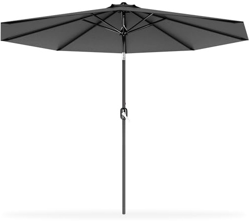 Froadp Sonnenschirm Groß, 3 m Achteckiger Strandschirm aus Polyester, Sonnenschutz Gartenschirm mit Ø38 mm Regenschirmgriff, Tragbare Gartenschirm für Balkon Terrasse Schwimmbad (Dunkelgrau)