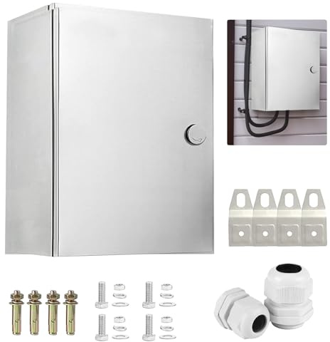 Caja Cuadro Electrico Metalicas Exterior, Caja Eléctrica de Acero Inoxidable Gabinete Eléctrico Caja de Distribución Montada en la pared con Cerradura caja de Conexiones Metálica (40x30x16)