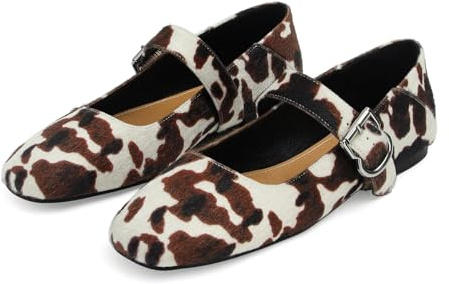 DOEYG Netz-Ballerinas für Damen, Schnallenriemen, bequem, lässig, Büro, Fischnetz-Ballerina, flache Schuhe, Kuh, 39.5 EU