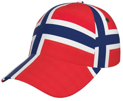 Baseballkappe mit norwegischer Flagge, stilvoll, gebogen, verstellbar, für Sommer, Strand und tropische Abenteuer, Schwarz, Schwarz , Einheitsgröße