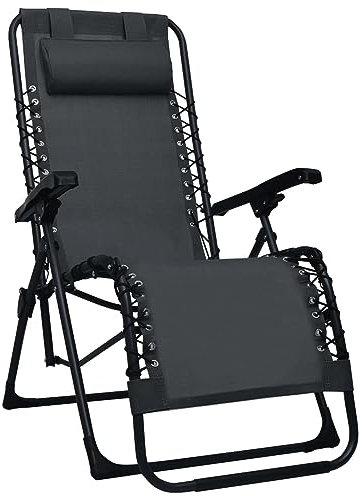 Snsowed Klappbarer Liegestuhl, Gartenliege, Sonnenliege, Relaxliege, Deckchair, Terrassenstühle, Beach Chair, Saunaliege, Schwarz Textilene