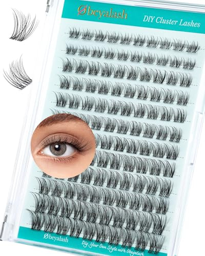 Obeyalash Förlängning ögonfransar Wispy C Curl falska ögonfransar enskilda kluster lashes kattöga 8–16 mm naturlig lash kluster naturlig look klar band DIY ögonfransar mjuka och bekväma förlängningar