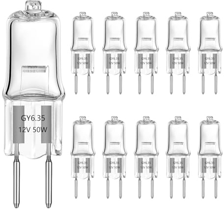 VINBE 50W GY6.35 Halogen Light Bulb, T3, Bi-Pin Bulb for Under Cabinet Lights, Landscape Lights, Wall Sconces, Track Lighting, Dimmable, 12V, 650LM, Warm White, 2700k, 10 pcs