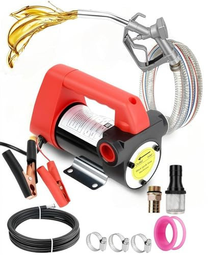 WUDLEP 12V 260W Electric Diesel Transfer Fuel Pump with Hose, 50L/Min Fuel Transfer Pump Kit Compatible with Diesel, Kerosene and Transformer Oil, Self-Priming DC Electric Liquid Extraction Kit