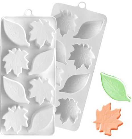 2 moldes de silicona con forma de hoja de arce blanca para Acción de Gracias otoñal, moldes de silicona con forma de hoja de otoño para fiestas, artículos con temática navideña, adecuados para hacer
