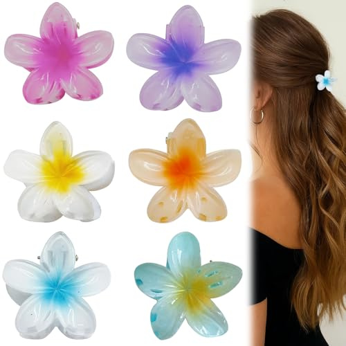Pince Cheveux Fleur, Lot de 6 Pinces Fleurs à Cheveux Pour Femmes Différentes Couleurs Maintien Fort, Pince Fleur Pour Filles et Femmes Coiffure, Cheveux Epais et Fins