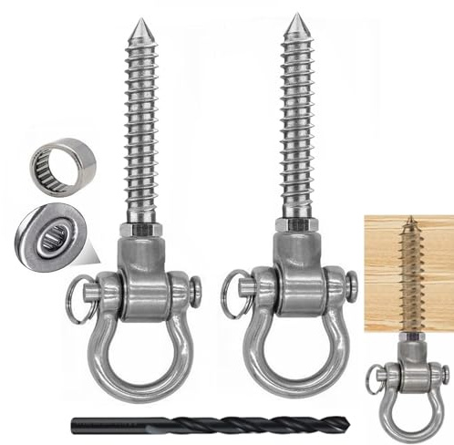 Yyiwhmy 140mm Schaukelhaken mit Lager, 2er Schaukel Aufhängung Hängesessel | 304 Edelstahl 180° Schaukel Holzbalken Deckenhalterung für Yoga Hängematte Porch Spielplatz Schaukelaufhängung, 363kg
