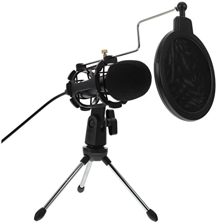 Mipcase Micrófono de Condensador y Material de Aleación de Aluminio Conector 3.5mm, Tecnología de Reducción de Ruido para Ordenador para Podcast y Chat de Video