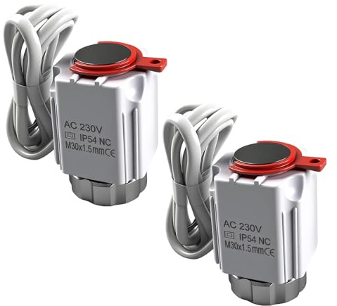 Stellantrieb Fussbodenheizung 230v NC M30x1,5 (Stromlos Geschlossen) Stellmotor VA80 Fußbodenheizung Ventil für Nahezu Jeden Heizkreisverteiler (2 Stück)