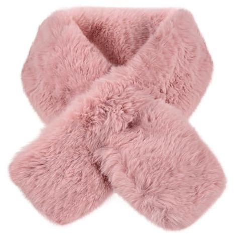 LEHEEYWT Fur Scarf, Warm Winter Scarf for Women UK Windproof Fur Collar, Soft Neck Warmer Women Rectangle Fluffy (dusty pink, One Size)