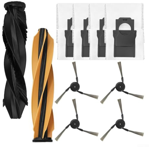 Ensemble de brosses et sacs à poussière de rechange pour aspirateur robot MOVA Z60 Ultra Roller complet et balai à franges pour maintenir des sols et des bords propres (A)