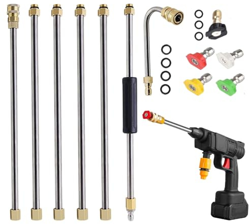 Lanza Extensible Para Hidrolimpiadora - Boquilla con Conexión Rápida 280 bar para Hidrolimpiadora - Boquilla De Limpieza De Canalones Potente | Para Jardín, Terraza, Entrada, Patio, Tejado, Hormigón Y