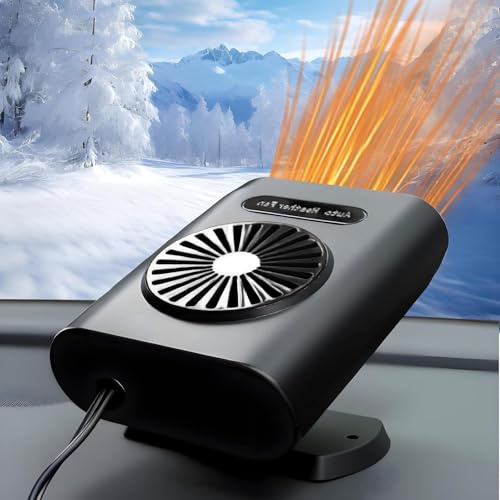 KQLHLHDYZ Calentador de coche, calentador portátil para coche, desempañador y descongelador de parabrisas de 12 V 200 W, modos 2 en 1, ventiladores de calentamiento y refrigeración rápidos con base