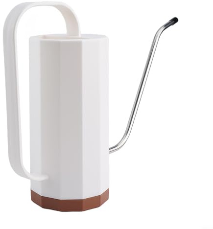 BEAZOOM Regadera de 1,2 L con boquilla larga, riego de plantas de jardín para interiores y exteriores, blanco/verde (blanco)