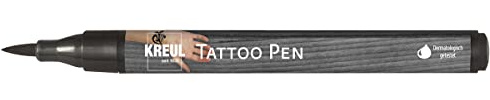 KREUL 62105 - Tattoo Pen schwarz, Strichstärke 0,5 - 3 mm, Kosmetiktinte auf Wasserbasis, hält bis zu 5 Tage, dermatologisch getestet, vegan, parabenfrei