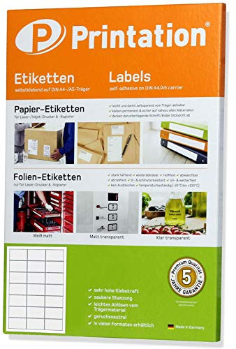 Printation Universal Etiketten 63 x 39,5 mm - 210 Adressetiketten selbstklebend weiß - 10 A4 Blätter 3x7 C6-21 Adressaufkleber selbstklebend pro A4 Bogen - Etiketten zum bedrucken - L7160 5074