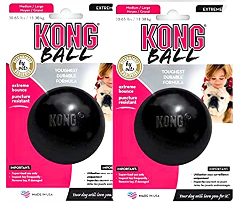 KONG Extreme Ball Dog Toy - Medium/Large, Black x 2