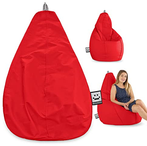 Happers Sitzsack Birne ohne Füllung aus Kunstleder Indoor Rot XXL