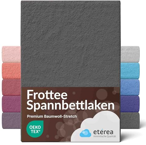 etérea Frottee Spannbettlaken 90x200–100x200 cm Anthrazit – warmes Frottier-Spannbetttuch 80% Baumwolle 20% Polyester, kuscheliger Winter-Komfort mit Rundumgummi für Einzelbett & Boxspring