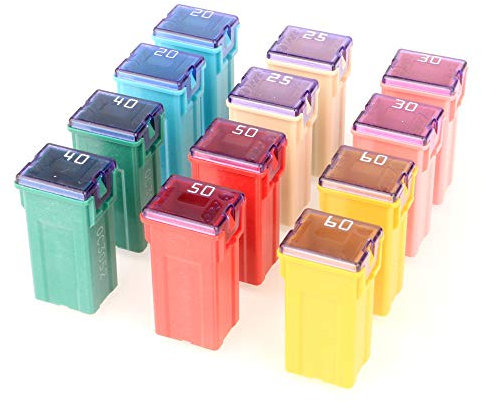 Gebildet 12pcs 12V-24V Forme Carrée JCASE Fusible Assortiment pour Voiture(20A/25A/30A/40A/50A/60A,Chaque 2pcs)