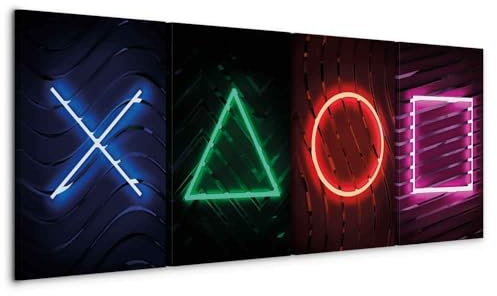 murando - Leinwandbild Gamingzimmer Gaming, 160x60 cm, 4-teilig, Wohnzimmer | Hochwertige Leinwand, sofort aufhängbar, ideal fürs Wohn- oder Schlafzimmer, wasserfest und lichtecht, langlebig, stilvoll