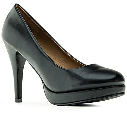 Andrés Machado - Elegante Business Pumps aus Lederimitat für Damen mit 11,0 cm Absatz – AM554 – High-Heels hohe Damenschuhe für den Sommer – Schwarz Größe EU 46