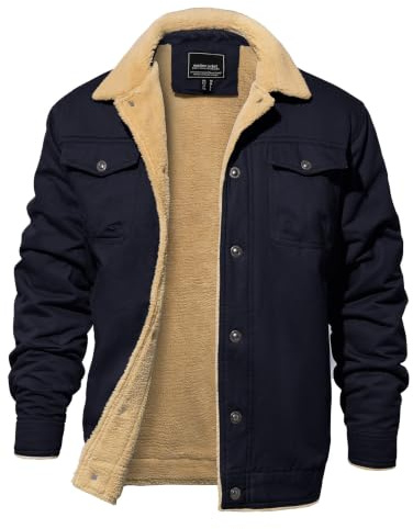 EKLENTSON Winterjacke Herren Warme Fleece Gefüttert Freizeitjacke | Warm, Freizeit, Fleece, Winddicht, Bequem, Komfortabel, Reverskragen, Innentaschen, Weich, Casual, Lässig, Stilvoll