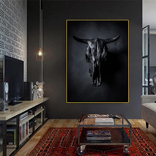 dsdsgog Cuadro en lienzo con cabeza de toro roto, carteles de arte abstracto e impresiones, cuadros de pared, sala de estar moderna, decoración del hogar, pintura, 60x80cm sin marco