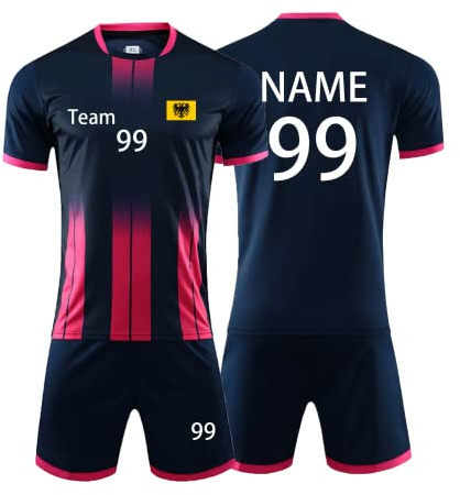Personifizieren Fussball Trikot Kinder Erwachsene Hemd & Kurze Set mit Nummer Name Team Logo Fußball Trikot