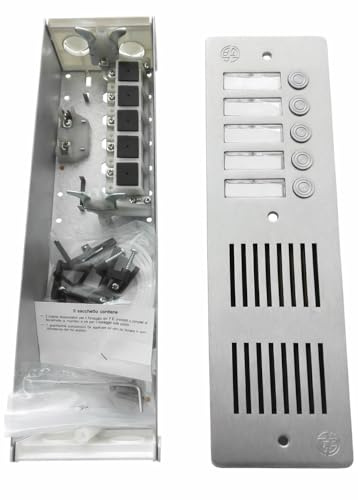 Eltas Pulsantiera Citofono Antivandalo Alluminio 5 Pulsanti Grigio Compatibile con Chime e Trasformatore