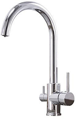 3 Way Kitchen Sink Tap Chrome Drinking Water Double Handles 360 Degree Swivel Spout Mixer Filter for Water Filter System