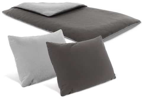 Bodyguard bett1 Linge de lit en Flanelle. (200x200 cm | 2 x 80x80 cm). La Housse de Couette idéale pour l'hiver. Doux, Moelleux et en même Temps Robuste. Bicolore réversible (Argent/Anthracite)