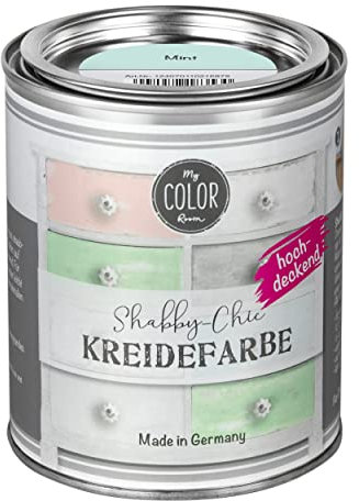 My COLOR Room Shabby Chic Kreidefarbe 750 ml - Mint - Küchenmöbellack und Möbelfarbe ohne Schleifen. Wasserbasiertes Chalk Paint, für Holz & mehr mit hoher Deckkraft u. schnell trocknend