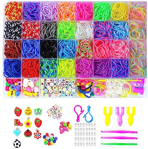 Yestrong 2500+ Elastique Bracelet Kit, 40 Grilles Bricolage Élastique Loom Bands Kit, Enfant Caoutchouc Bracelet Collier Jouets avec Boîte de Rangement